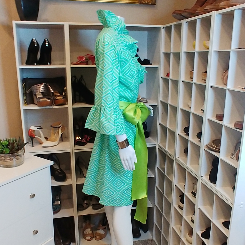 NATTIE MACK RUFFLE BELL SLEEVE DRESS XS, S, L - Picture 4 of 8